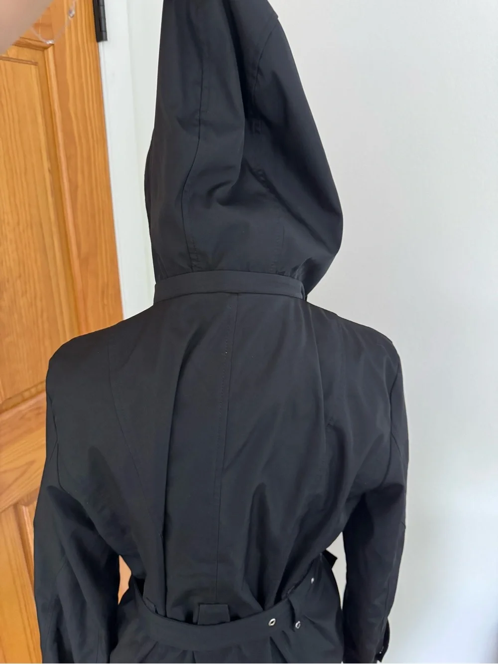 Michael Kors Black Women's Belted Hooded Rain Jacket